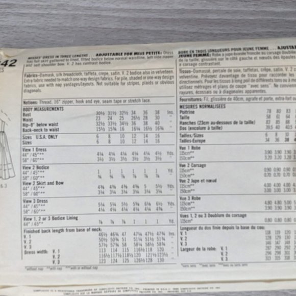 Vintage Simplicity 1986 Misses' Dress Pattern 7842 in Three Lengths Size 10 - Picture 4 of 4